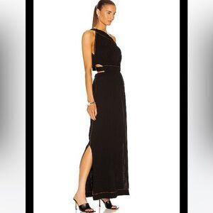 Bassike Australia Gathered Cut Out Organic Cotton Dress In Black.Size 3=L
